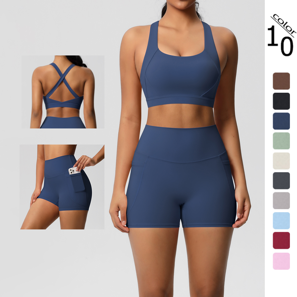 Pilates Yoga Wear - 2PCS Sportswear With Pocketed Yoga Set
